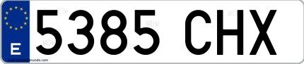 Ejemplo de matrícula española 5385 CHX