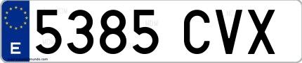 Ejemplo de matrícula española 5385 CVX