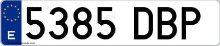 Ejemplo de matrícula española 5385 DBP