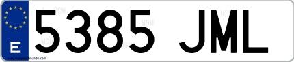Ejemplo de matrícula española 5385 JML