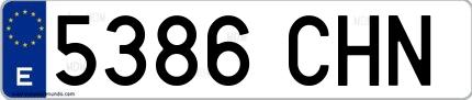 Ejemplo de matrícula española 5386 CHN