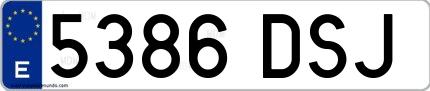 Ejemplo de matrícula española 5386 DSJ