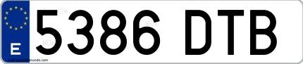 Ejemplo de matrícula española 5386 DTB