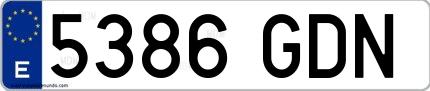 Ejemplo de matrícula española 5386 GDN