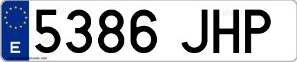 Ejemplo de matrícula española 5386 JHP