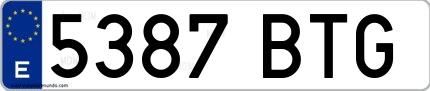 Ejemplo de matrícula española 5387 BTG