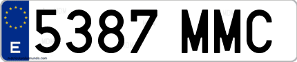 Ejemplo de matrícula de coche ordinaria 5387 MMC
