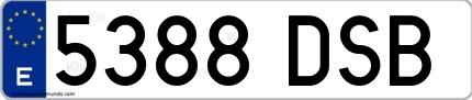 Ejemplo de matrícula española 5388 DSB