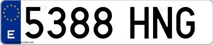 Ejemplo de matrícula española 5388 HNG