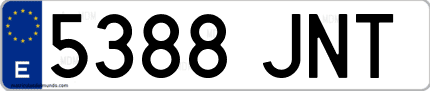 Ejemplo de matrícula de coche ordinaria 5388 JNT