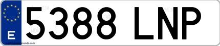 Ejemplo de matrícula española 5388 LNP
