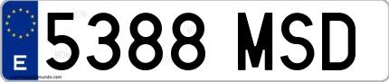 Ejemplo de matrícula española 5388 MSD