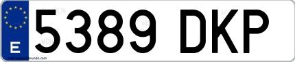 Ejemplo de matrícula española 5389 DKP