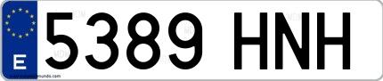 Ejemplo de matrícula española 5389 HNH