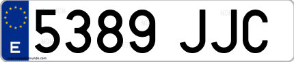 Ejemplo de matrícula de coche ordinaria 5389 JJC