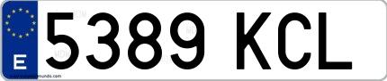 Ejemplo de matrícula española 5389 KCL