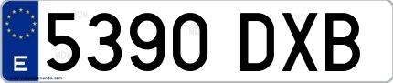 Ejemplo de matrícula española 5390 DXB