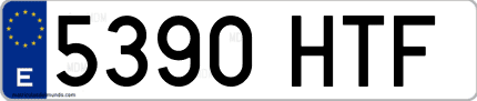Ejemplo de matrícula de coche ordinaria 5390 HTF
