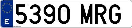 Ejemplo de matrícula española 5390 MRG