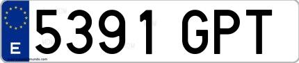 Ejemplo de matrícula española 5391 GPT