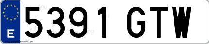 Ejemplo de matrícula española 5391 GTW