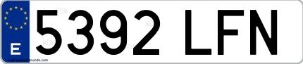 Ejemplo de matrícula española 5392 LFN