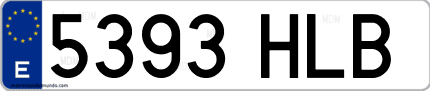 Ejemplo de matrícula de coche ordinaria 5393 HLB