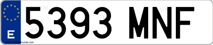 Ejemplo de matrícula de coche ordinaria 5393 MNF