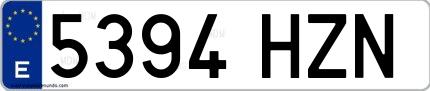 Ejemplo de matrícula española 5394 HZN