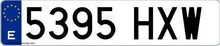 Ejemplo de matrícula española 5395 HXW