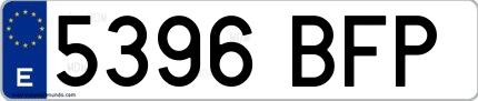 Ejemplo de matrícula española 5396 BFP