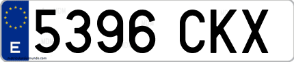 Ejemplo de matrícula de coche ordinaria 5396 CKX