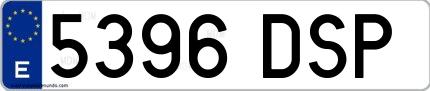 Ejemplo de matrícula española 5396 DSP