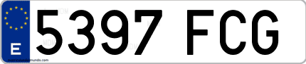 Ejemplo de matrícula de coche ordinaria 5397 FCG