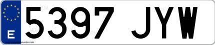 Ejemplo de matrícula española 5397 JYW