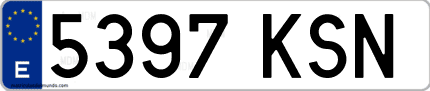 Ejemplo de matrícula de coche ordinaria 5397 KSN