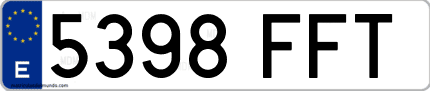Ejemplo de matrícula de coche ordinaria 5398 FFT