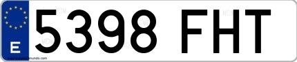 Ejemplo de matrícula española 5398 FHT