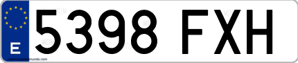 Ejemplo de matrícula de coche ordinaria 5398 FXH