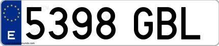 Ejemplo de matrícula española 5398 GBL