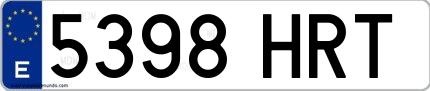 Ejemplo de matrícula española 5398 HRT