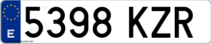 Ejemplo de matrícula de coche ordinaria 5398 KZR