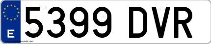 Ejemplo de matrícula española 5399 DVR