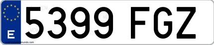Ejemplo de matrícula española 5399 FGZ
