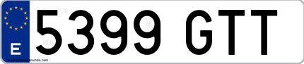 Ejemplo de matrícula española 5399 GTT