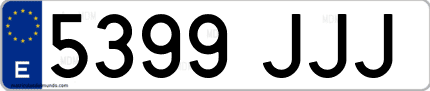 Ejemplo de matrícula de coche ordinaria 5399 JJJ