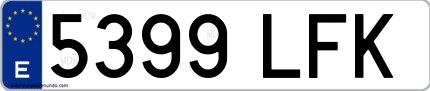 Ejemplo de matrícula española 5399 LFK