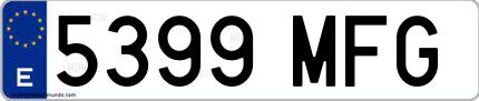 Ejemplo de matrícula española 5399 MFG