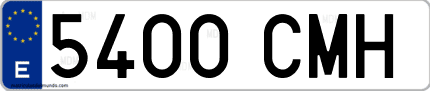 Ejemplo de matrícula de coche ordinaria 5400 CMH