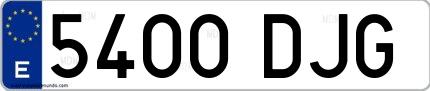 Ejemplo de matrícula española 5400 DJG